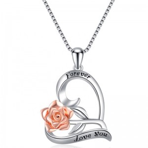925 šterlinků stříbrné růžové srdce přívěsek prohlášení náhrdelník personalizované rytý náhrdelník 2020 design