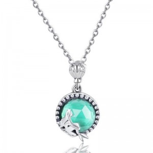 Mermaid přívěsek 925 mincovní stříbro náhrdelník pro ženy drahokam náhrobek náhrdelník